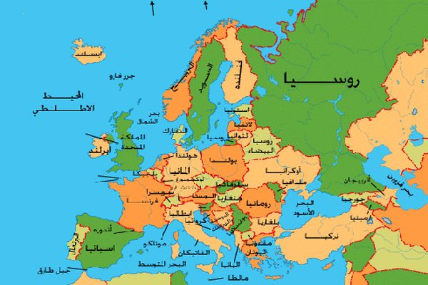 خريطه تضاريس أوروبا